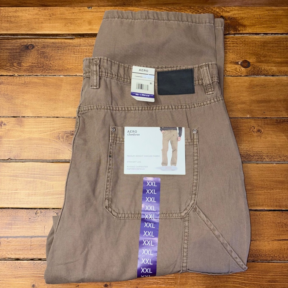 Aero Carpenter Pants Mens XXL Brown Straight Leg Rugged Canvas S568-0013
